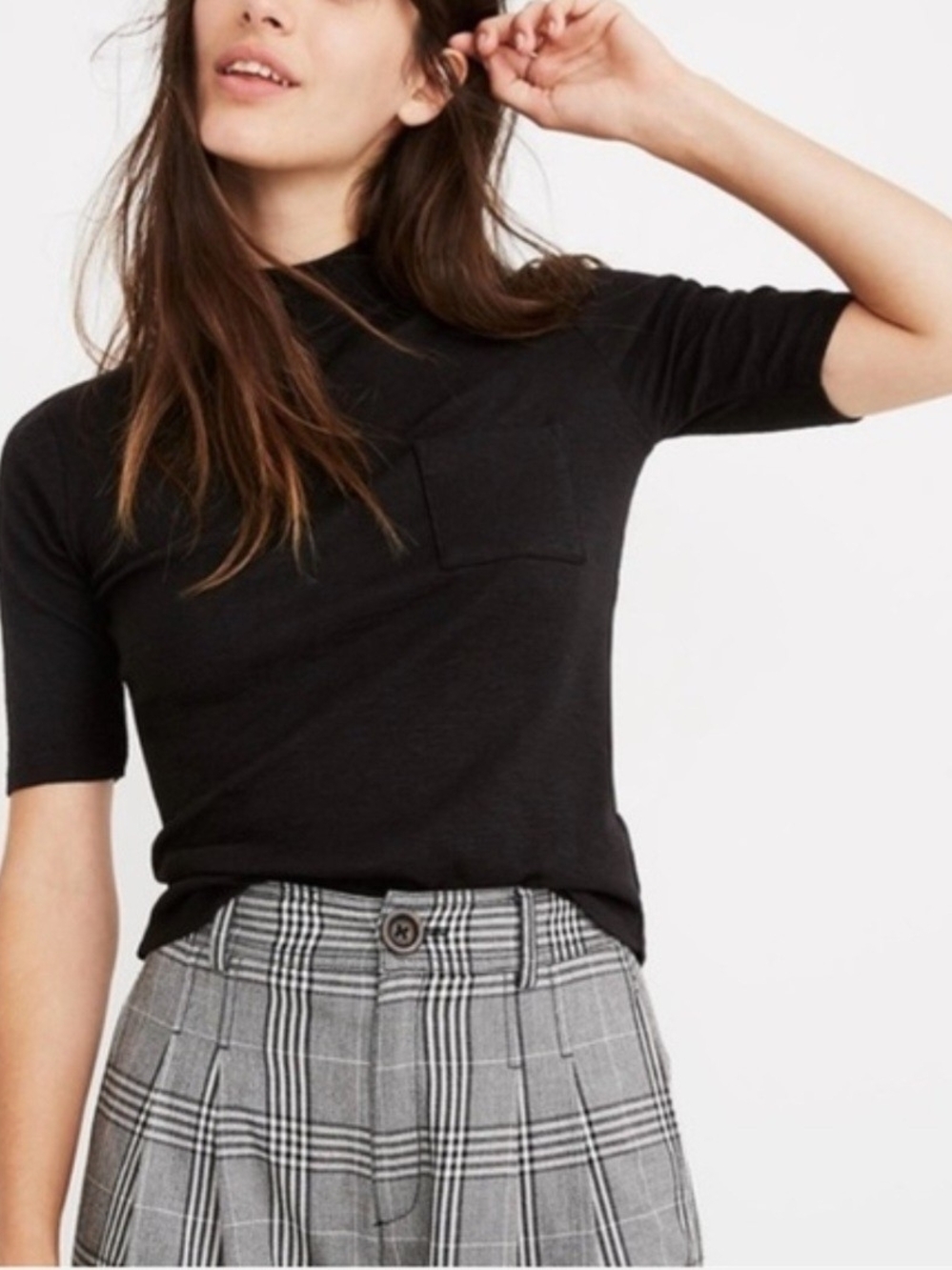 Madewell Black Short-Sleeve Pocket Tee( T56)